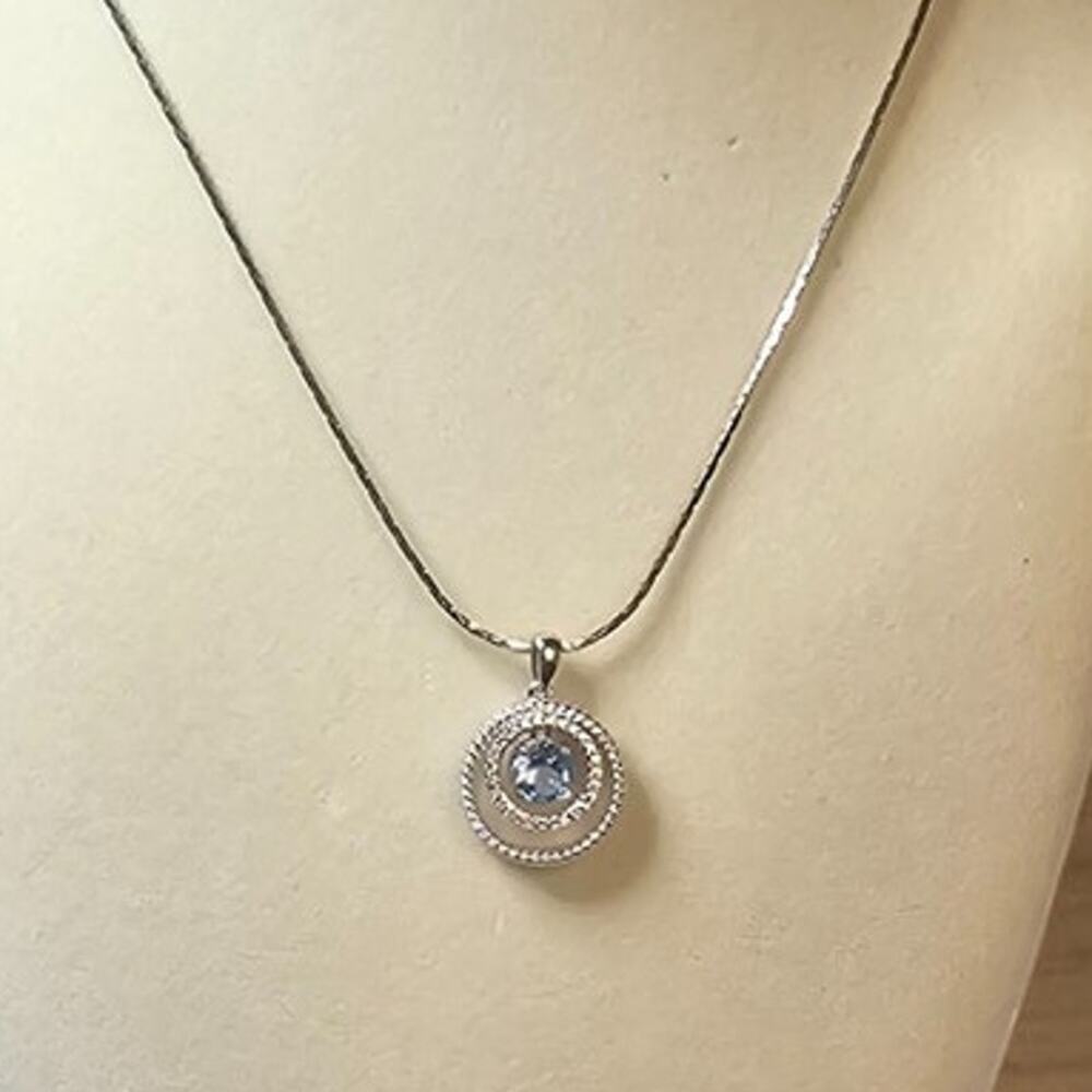 JWBR Blue Topaz Sterling Silver Pendant Necklace Quiet Luxury Elegance - Picture 5 of 7